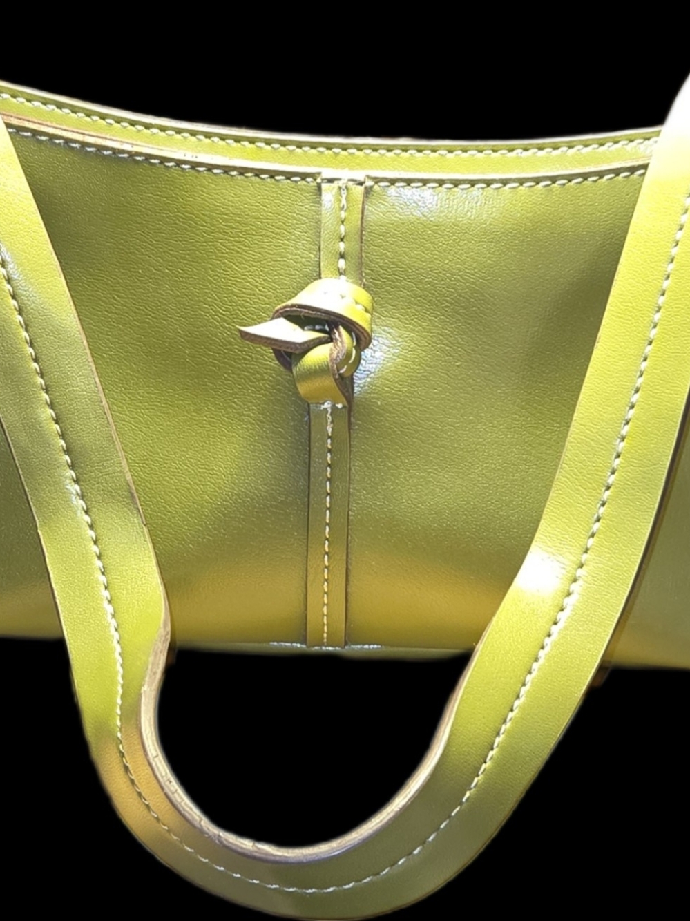 Emilie M. Vintage Y2K Olive Green Baguette Shoulder Bag